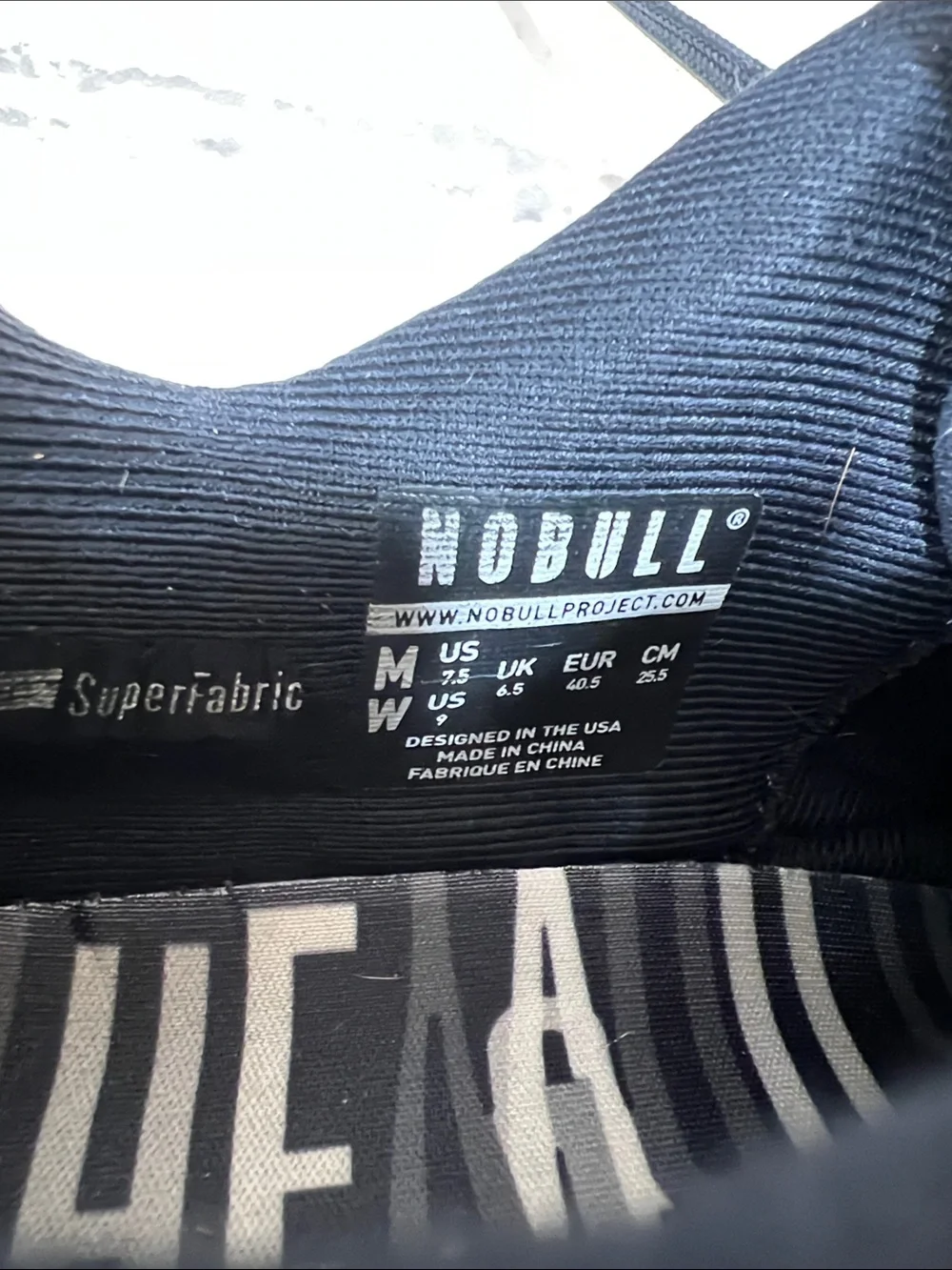 NOBULL Black and White Knit Training Shoes size W9
